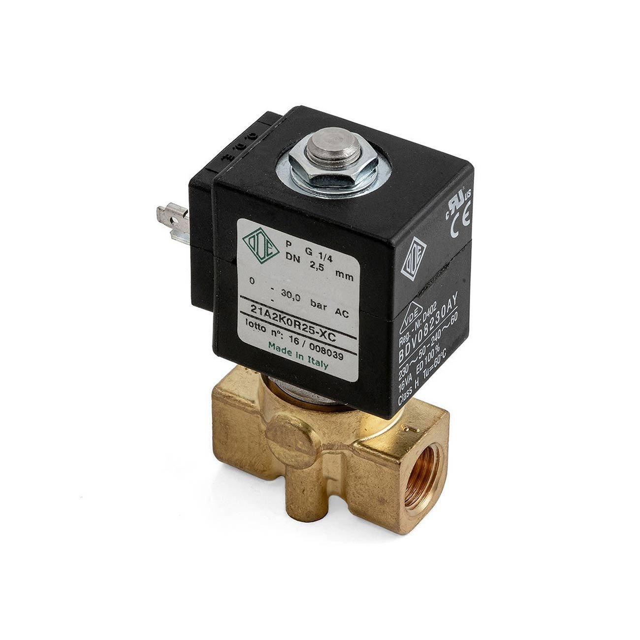 ODE SOLENOID VALVE 2-WAY 220/230V 50/60Hz ø 1/4"FF ø 2,5 mm DN