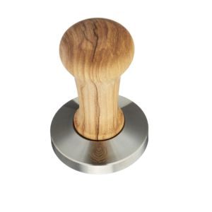VIA CREMA COFFEE TAMPER PLANE BASE 58.5 mm - OLIVE HANDLE (by MOTTA)