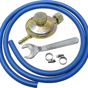 SAMA Low Pressure Regulator Kit for Kitchens Stoves and Gas BBQs + 2 Metres of Hose + 2 Cable Ties and Key Included -